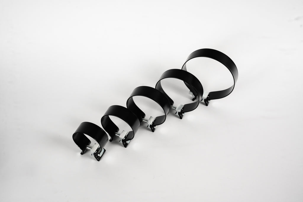 Torqseal exhaust band clamps - black, angled view