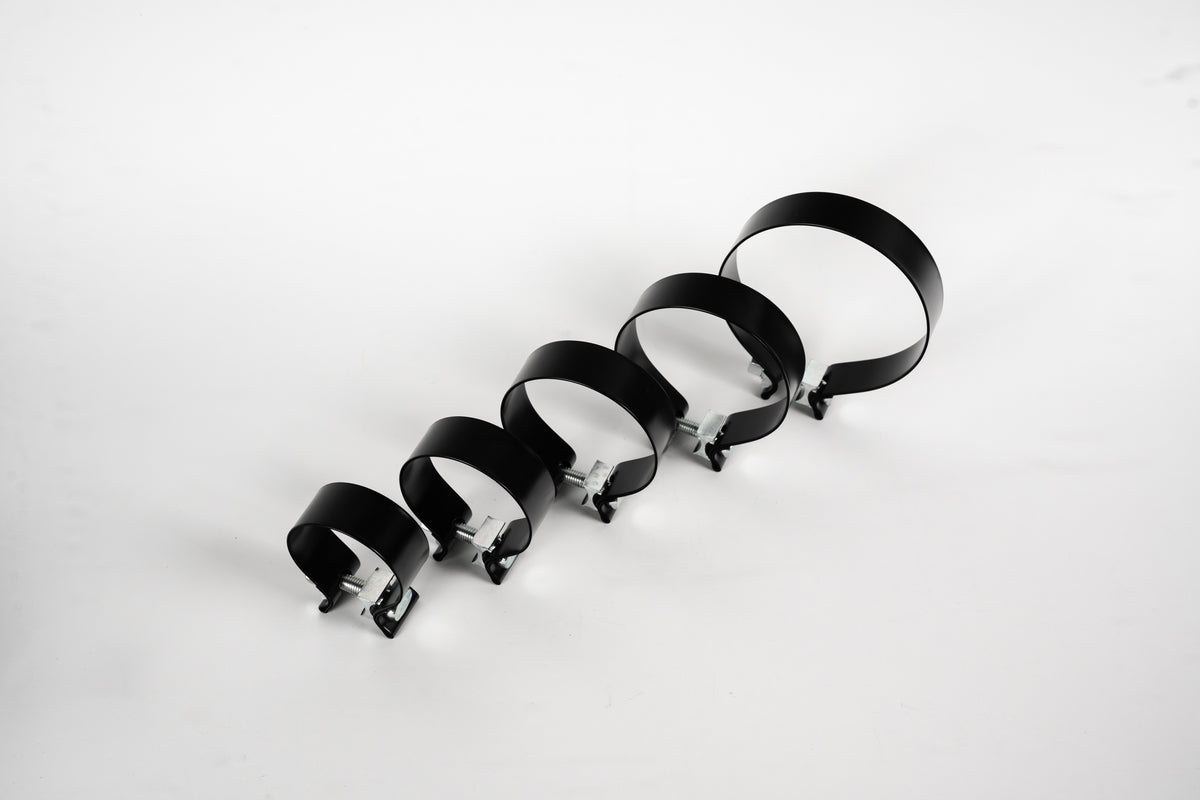 Torqseal exhaust band clamps - black, angled view