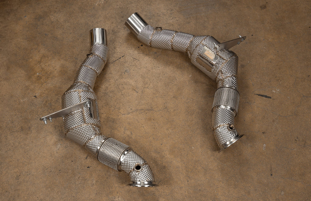 Valvetronic Designs Ferrari 488 GTB / Pista 400 cell catted downpipes - view 1