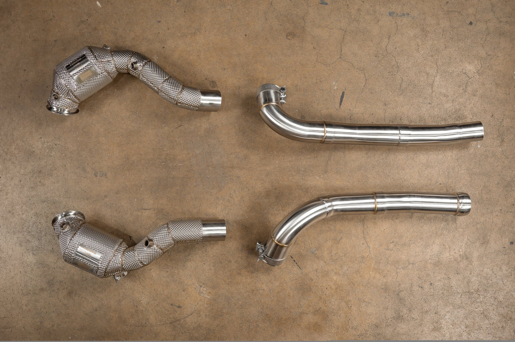 Valvetronic Designs Mercedes-AMG GT 400 cell catted downpipes - view 2