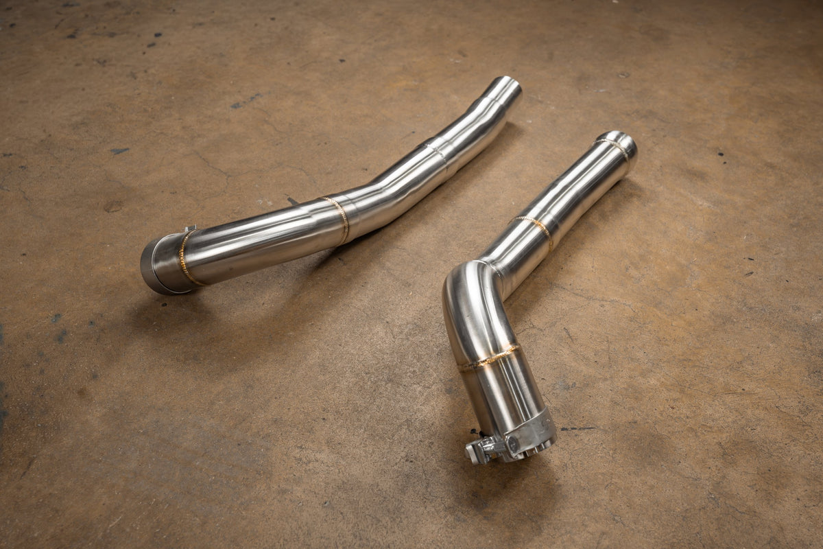 Valvetronic Designs Mercedes-AMG GT 400 cell catted downpipes - view 3