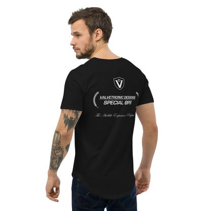 Men's Curved Hem T-Shirt Large special ops logo ( dark base colors)