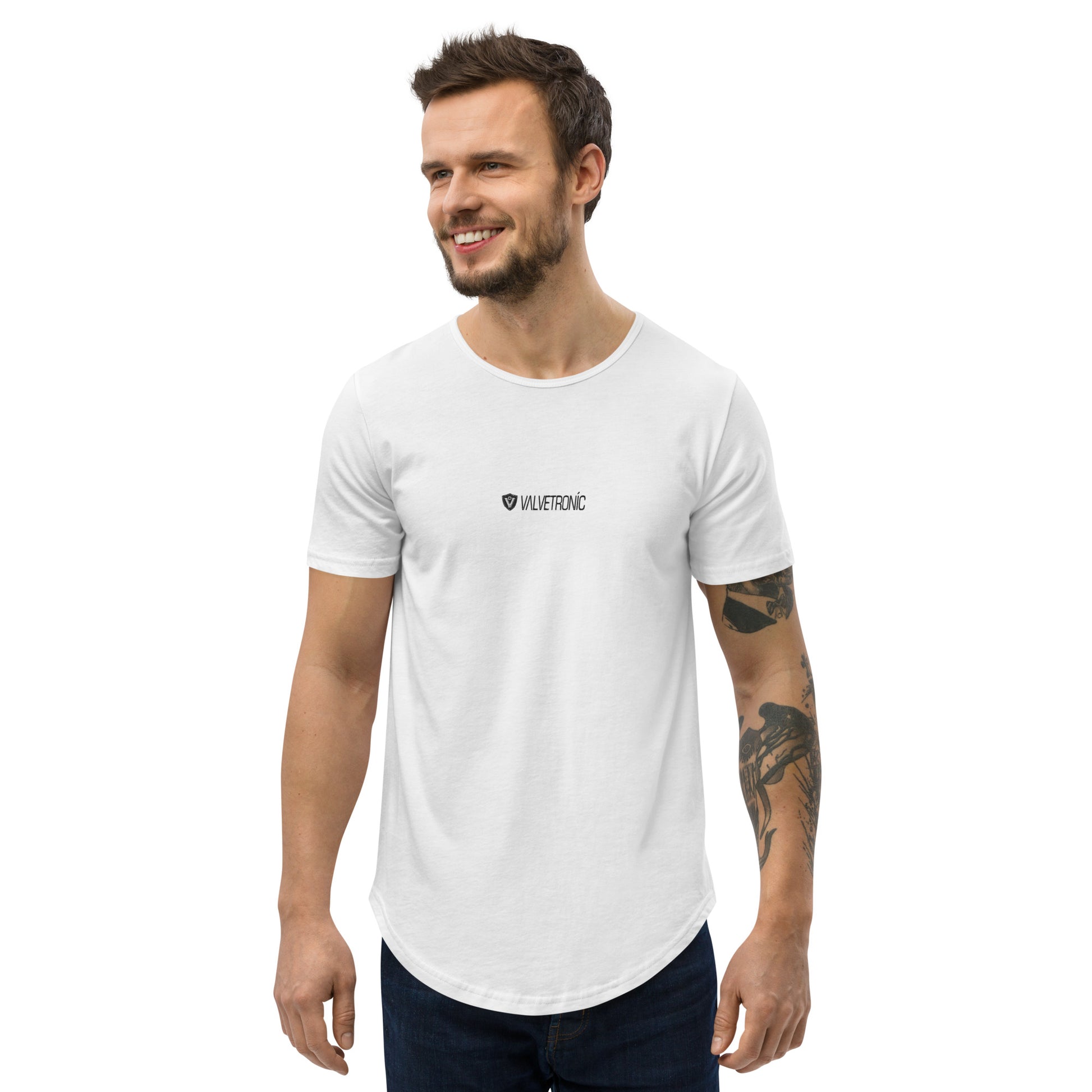  Longline Curved Hem Slim Fit T-Shirt (White, X-Large) :  Clothing, Shoes & Jewelry