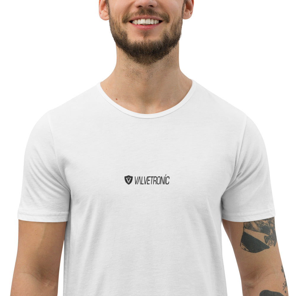 Men's Curved Hem T-Shirt White logo (Valvetronic)